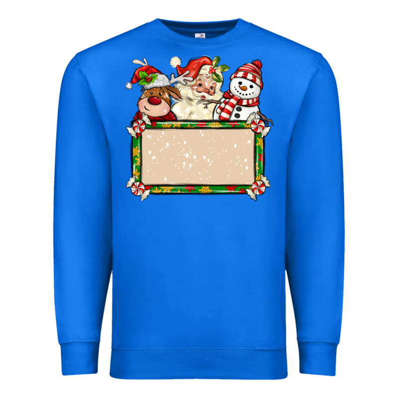 Santa Reindeer Snowman Preview And Costom Name Premium Sweatshirt by MaliasSmallBusiness | Teevron