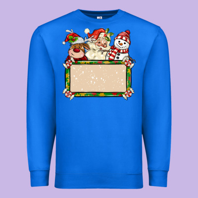 Santa Reindeer Snowman Preview And Costom Name Premium Sweatshirt Designed By Maliassmallbusiness