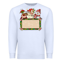 White santa reindeer snowman preview and costom name Premium Sweatshirt - MaliasSmallBusiness