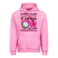 Fuchsia Pink In October We Wear Pink and Watch Volleyball Urban Hoodie - texasbilliewilder