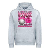 Heather Grey In October We Wear Pink and Watch Volleyball Urban Hoodie - texasbilliewilder