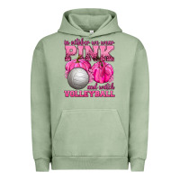 Pigment Oil Green In October We Wear Pink and Watch Volleyball Urban Hoodie - texasbilliewilder