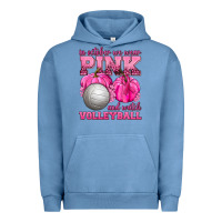Pigment Pebble Blue In October We Wear Pink and Watch Volleyball Urban Hoodie - texasbilliewilder