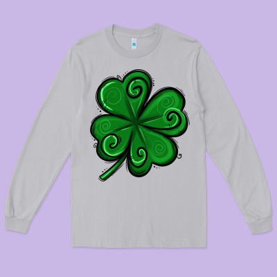 St. Patrick's Day Shamrock Long Sleeve Tee Designed By Jasminsmagicworld