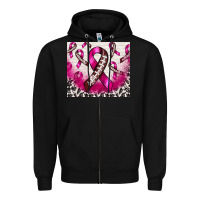 Black breast cancer american football ribbon Zipper Hoodie - NancyCooperArtShop
