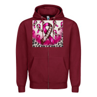 Burgundy breast cancer american football ribbon Zipper Hoodie - NancyCooperArtShop