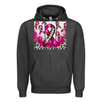Charcoal Heather breast cancer american football ribbon Zipper Hoodie - NancyCooperArtShop