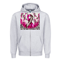 Heather Grey breast cancer american football ribbon Zipper Hoodie - NancyCooperArtShop