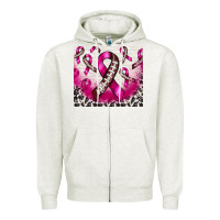 Oatmeal Heather breast cancer american football ribbon Zipper Hoodie - NancyCooperArtShop