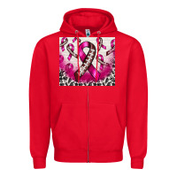 Red breast cancer american football ribbon Zipper Hoodie - NancyCooperArtShop