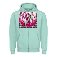 Seafoam breast cancer american football ribbon Zipper Hoodie - NancyCooperArtShop