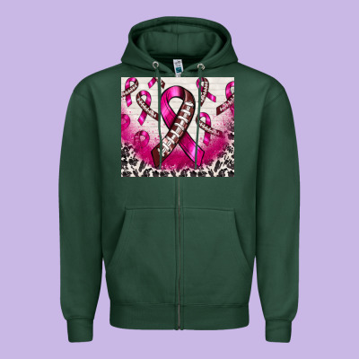 Breast Cancer American Football Ribbon Zipper Hoodie Designed By Nancycooperartshop