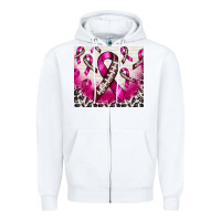 White breast cancer american football ribbon Zipper Hoodie - NancyCooperArtShop