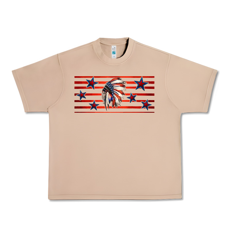 Patriotic Native American Headdress 16oz Libbey Cup Urban Heavy Tee by HRA Design Shop | Teevron
