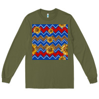Army Green 4th of july sunflower seamless  pattern Long Sleeve Tee - BundleAndBundleShop