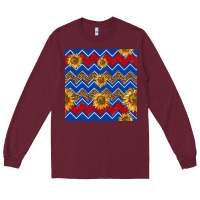 Burgundy 4th of july sunflower seamless  pattern Long Sleeve Tee - BundleAndBundleShop