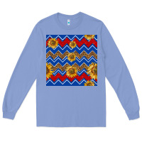 Colony Blue 4th of july sunflower seamless  pattern Long Sleeve Tee - BundleAndBundleShop