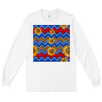 White 4th of july sunflower seamless  pattern Long Sleeve Tee - BundleAndBundleShop