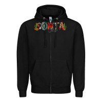 Black western christmas santa claus sunflowers and cactus Zipper Hoodie - Jasminsmagicworld