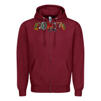 Burgundy western christmas santa claus sunflowers and cactus Zipper Hoodie - Jasminsmagicworld