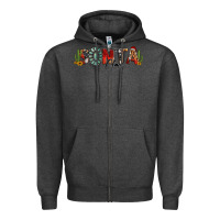 Charcoal Heather western christmas santa claus sunflowers and cactus Zipper Hoodie - Jasminsmagicworld