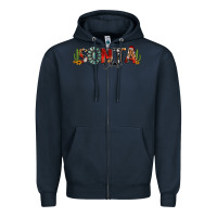 Navy western christmas santa claus sunflowers and cactus Zipper Hoodie - Jasminsmagicworld