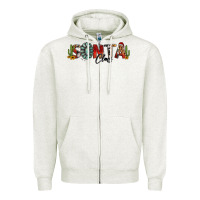 Oatmeal Heather western christmas santa claus sunflowers and cactus Zipper Hoodie - Jasminsmagicworld