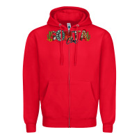 Red western christmas santa claus sunflowers and cactus Zipper Hoodie - Jasminsmagicworld