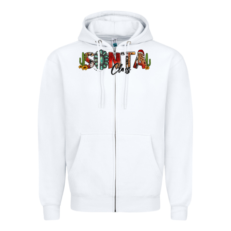 Western Christmas Santa Claus Sunflowers And Cactus Zipper Hoodie by Jasminsmagicworld | Teevron
