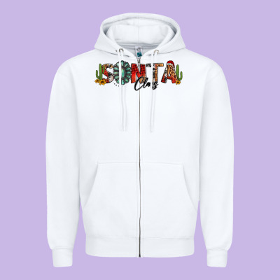 Western Christmas Santa Claus Sunflowers And Cactus Zipper Hoodie Designed By Jasminsmagicworld