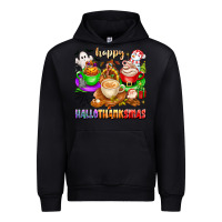 Black happy hallothanksmas coffee cups with ghost turkey Urban Hoodie - texasbilliewilder