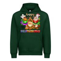 Forest Green happy hallothanksmas coffee cups with ghost turkey Urban Hoodie - texasbilliewilder