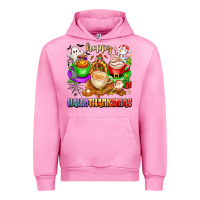 Fuchsia Pink happy hallothanksmas coffee cups with ghost turkey Urban Hoodie - texasbilliewilder