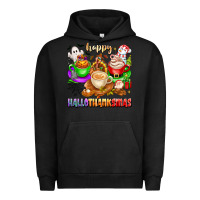 Pigment Black happy hallothanksmas coffee cups with ghost turkey Urban Hoodie - texasbilliewilder