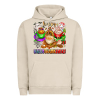 Pigment French Oak happy hallothanksmas coffee cups with ghost turkey Urban Hoodie - texasbilliewilder