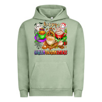 Pigment Oil Green happy hallothanksmas coffee cups with ghost turkey Urban Hoodie - texasbilliewilder