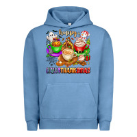 Pigment Pebble Blue happy hallothanksmas coffee cups with ghost turkey Urban Hoodie - texasbilliewilder