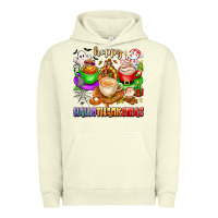 Pigment Pistachio happy hallothanksmas coffee cups with ghost turkey Urban Hoodie - texasbilliewilder