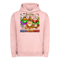 Pigment Salmon happy hallothanksmas coffee cups with ghost turkey Urban Hoodie - texasbilliewilder