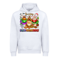 White happy hallothanksmas coffee cups with ghost turkey Urban Hoodie - texasbilliewilder