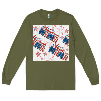 Army Green american mama seamless pattern Long Sleeve Tee - BundleAndBundleShop