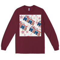 Burgundy american mama seamless pattern Long Sleeve Tee - BundleAndBundleShop