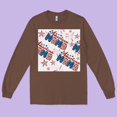 American Mama Seamless Pattern Long Sleeve Tee Designed By Bundleandbundleshop