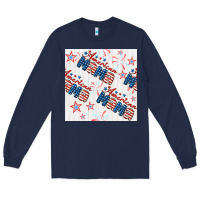 Navy american mama seamless pattern Long Sleeve Tee - BundleAndBundleShop