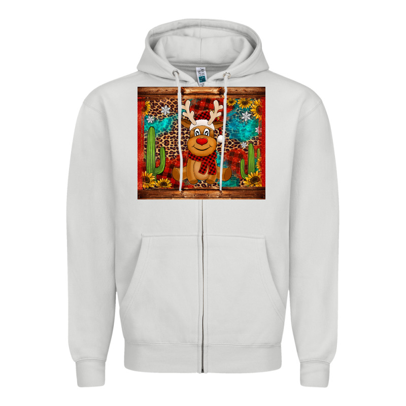 Western Christmas Reindeer Zipper Hoodie by Jasminsmagicworld | Teevron
