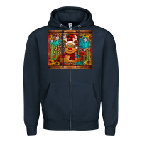Navy western christmas reindeer Zipper Hoodie - Jasminsmagicworld