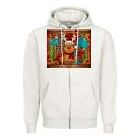 Oatmeal Heather western christmas reindeer Zipper Hoodie - Jasminsmagicworld