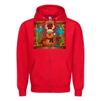 Red western christmas reindeer Zipper Hoodie - Jasminsmagicworld