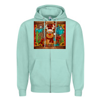 Seafoam western christmas reindeer Zipper Hoodie - Jasminsmagicworld
