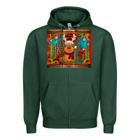 Sports Green western christmas reindeer Zipper Hoodie - Jasminsmagicworld